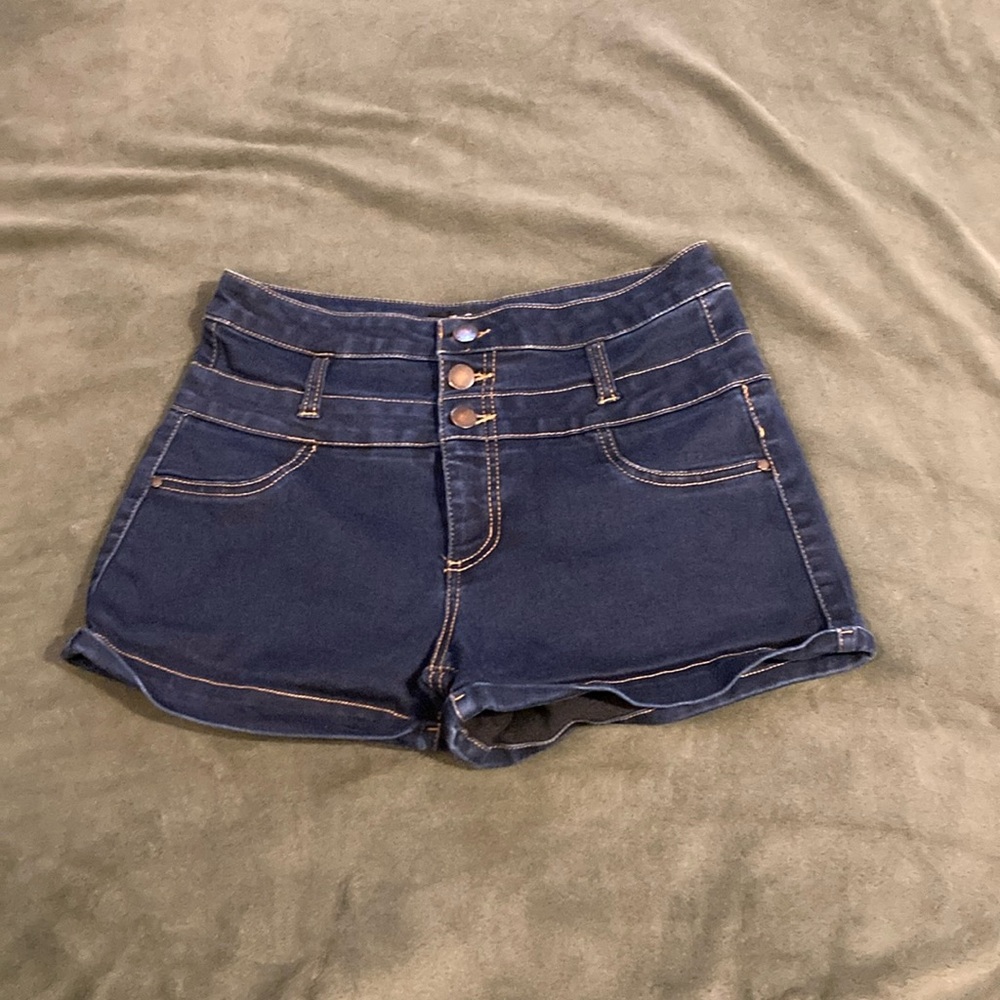 High-Waisted Blue Denim Shorts
